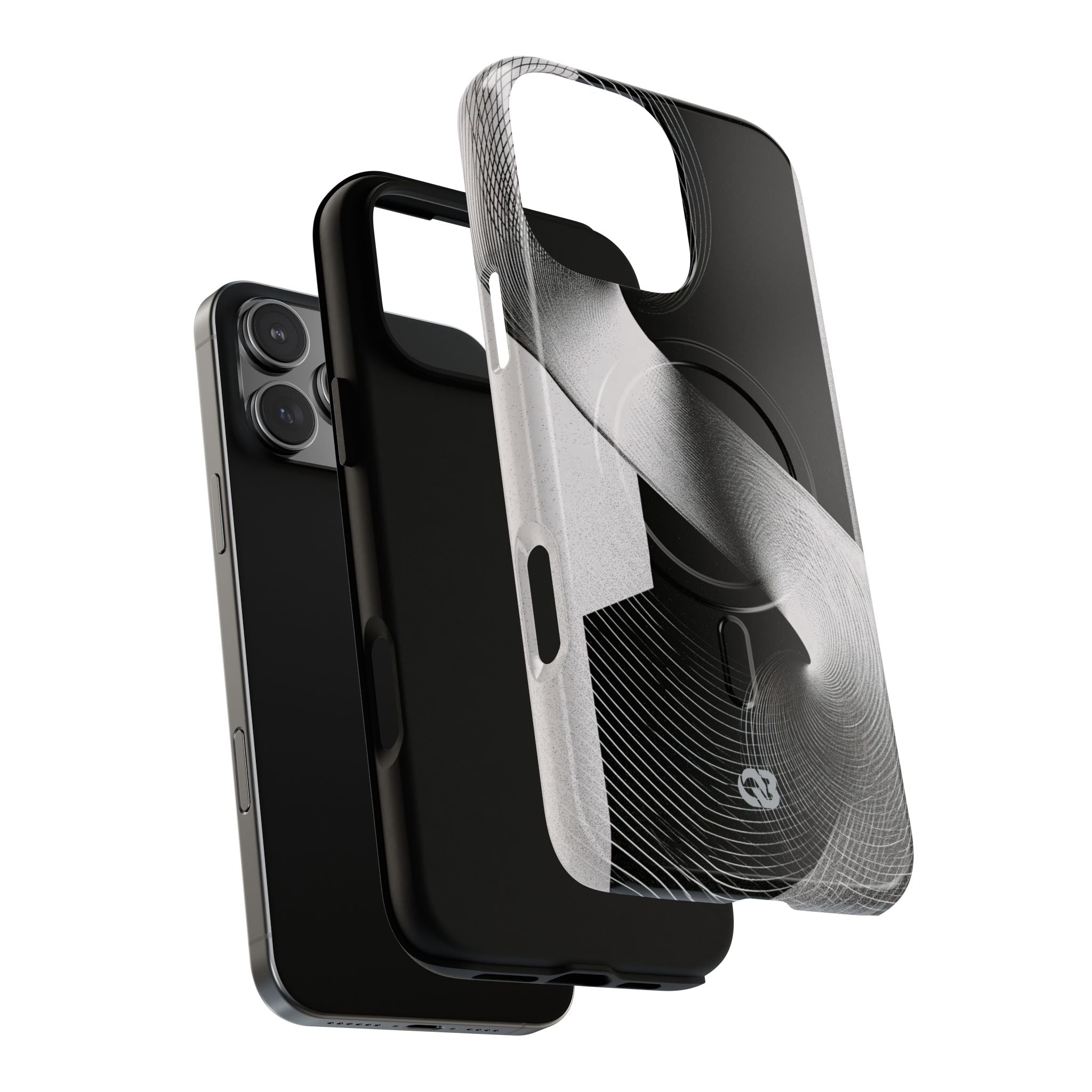 Grey Tough 2.0 Magsafe Phone Case for iPhone - Obsidian Moiré Wave