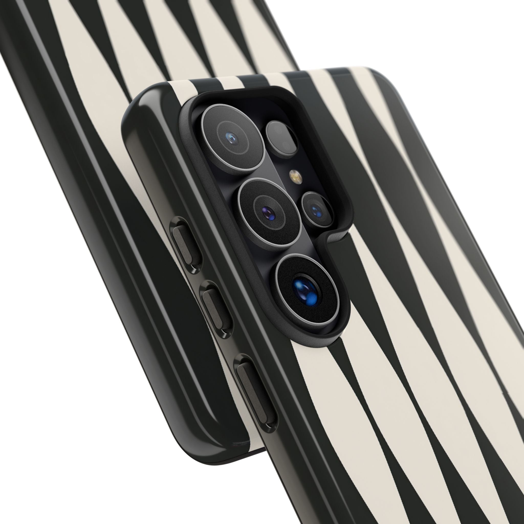 Black Tough Phone Case for Samsung - Ivory Spindle Grid
