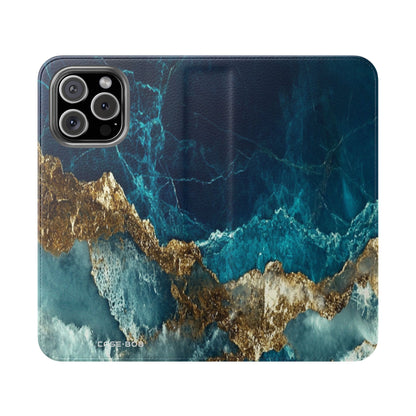 Gouden Fractuur Teal - iPhone 16 Max Case - Portemonnee