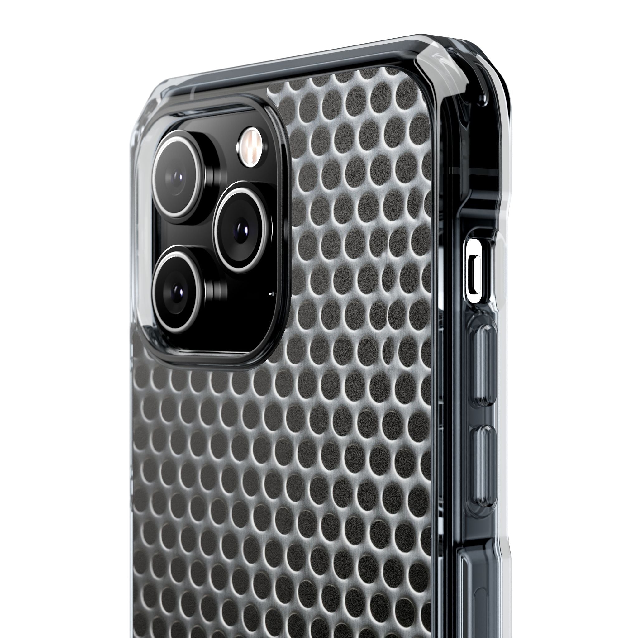 Silver Impact MagSafe Phone Case for iPhone - Brutalist Steel Mesh