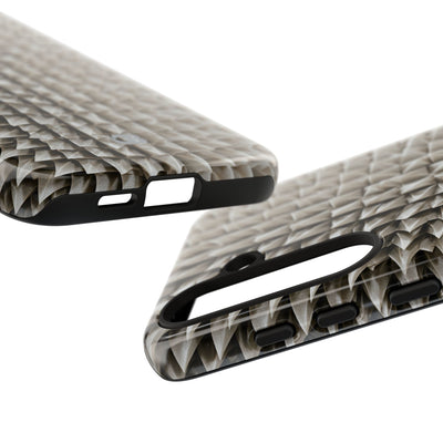 Beige Tough Phone Case for Samsung - Bone Spiked Grid