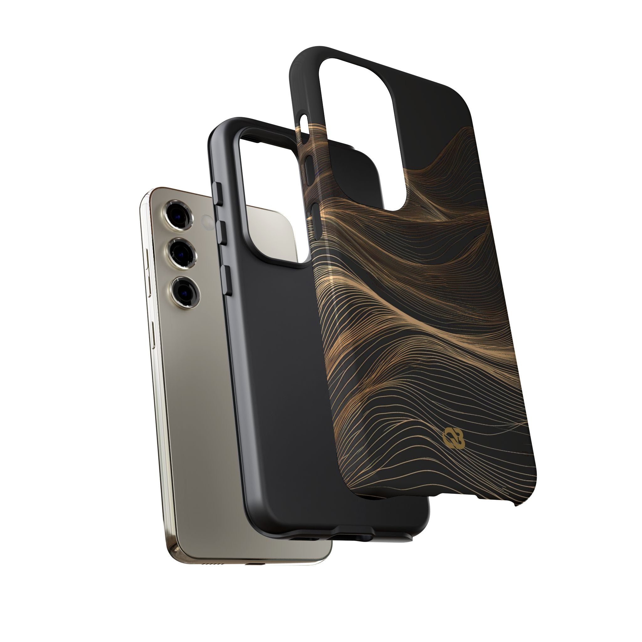 Black Tough Phone Case for Samsung - Copper Topo Ridge