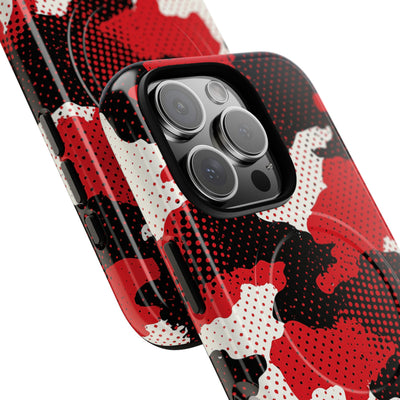 Crimson Halftone Camo · Tough 2.0 Magnetic Phone Case for iPhone · Red