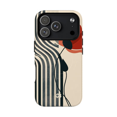 Beige Tough 2.0 Magsafe Phone Case for iPhone - Crimson Line Bloom