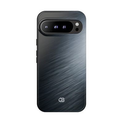 Grey Tough Phone Case for Google Pixel - Charcoal Brushed Steel