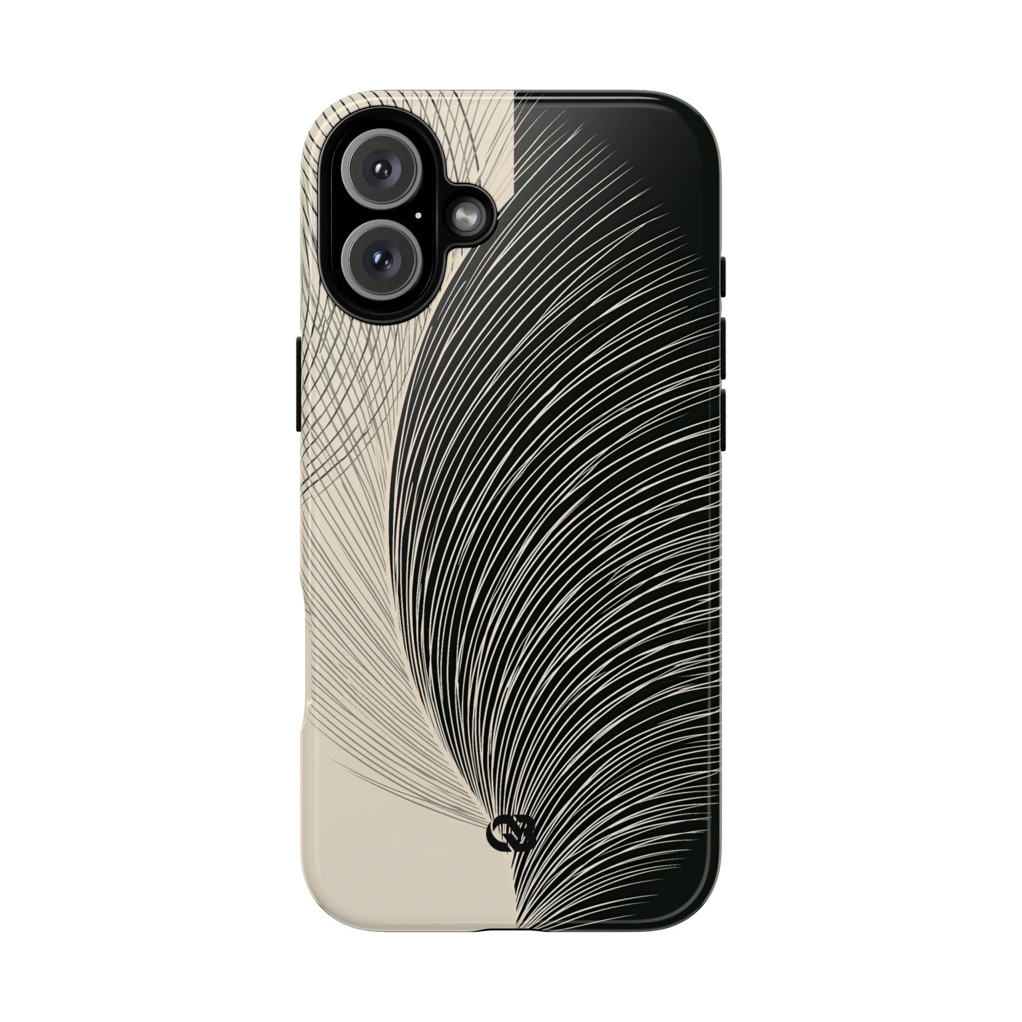 Beige Tough Phone Case for iPhone - Obsidian Cream Plume