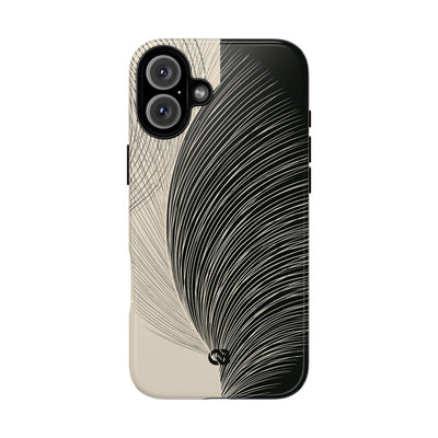 Beige Tough Phone Case for iPhone - Obsidian Cream Plume