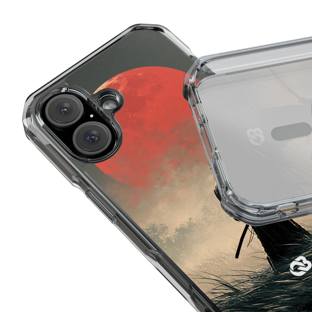 Crimson Moon Ronin · Clear Impact Magnetic Phone Case for iPhone · Red