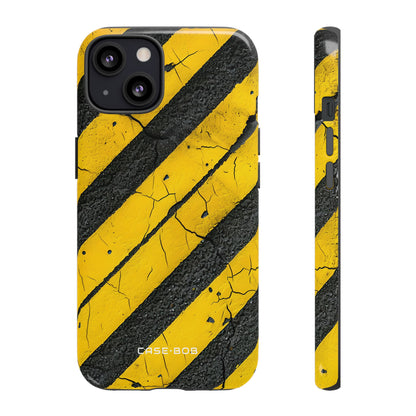 Gelb gestreifte Distress iPhone 13 Case - Tough
