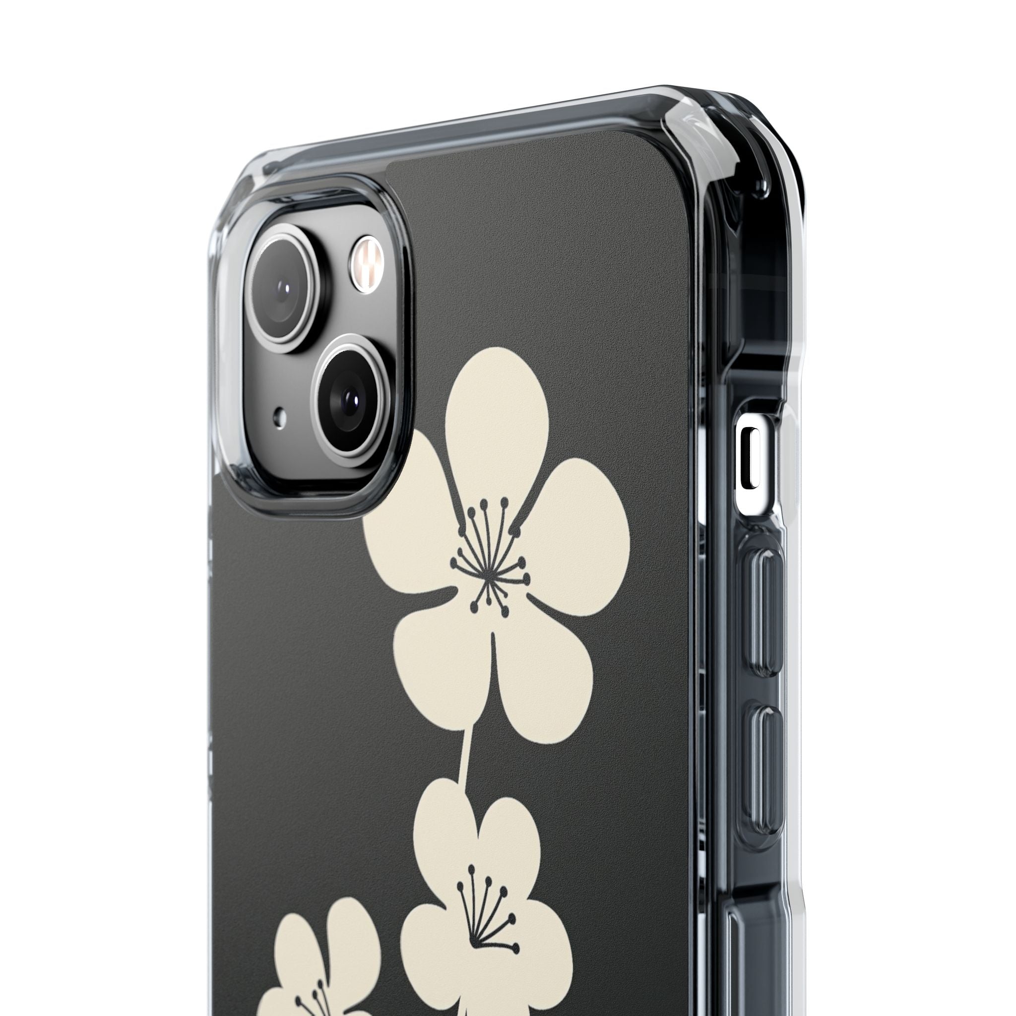 Black Impact MagSafe Phone Case for iPhone - Obsidian Cream Bloom