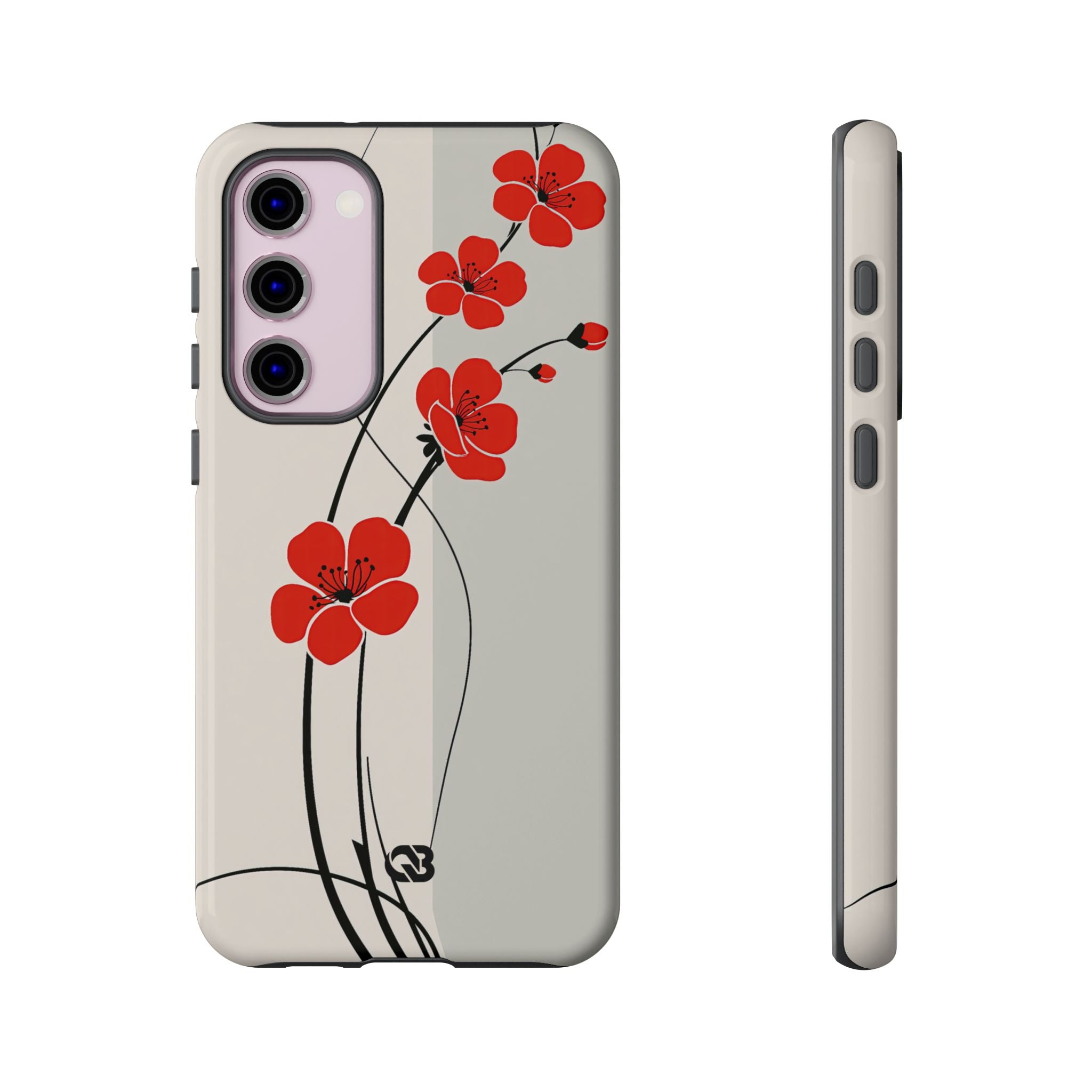 Beige Tough Phone Case for Samsung - Scarlet Ink Petals
