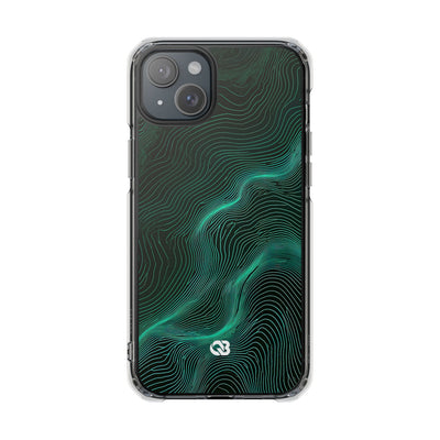 Teal Impact MagSafe Phone Case for iPhone - Neon Jade Contour