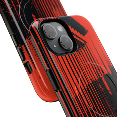 Red Tough 2.0 Magsafe Phone Case for iPhone - Crimson Brutalist Distortion