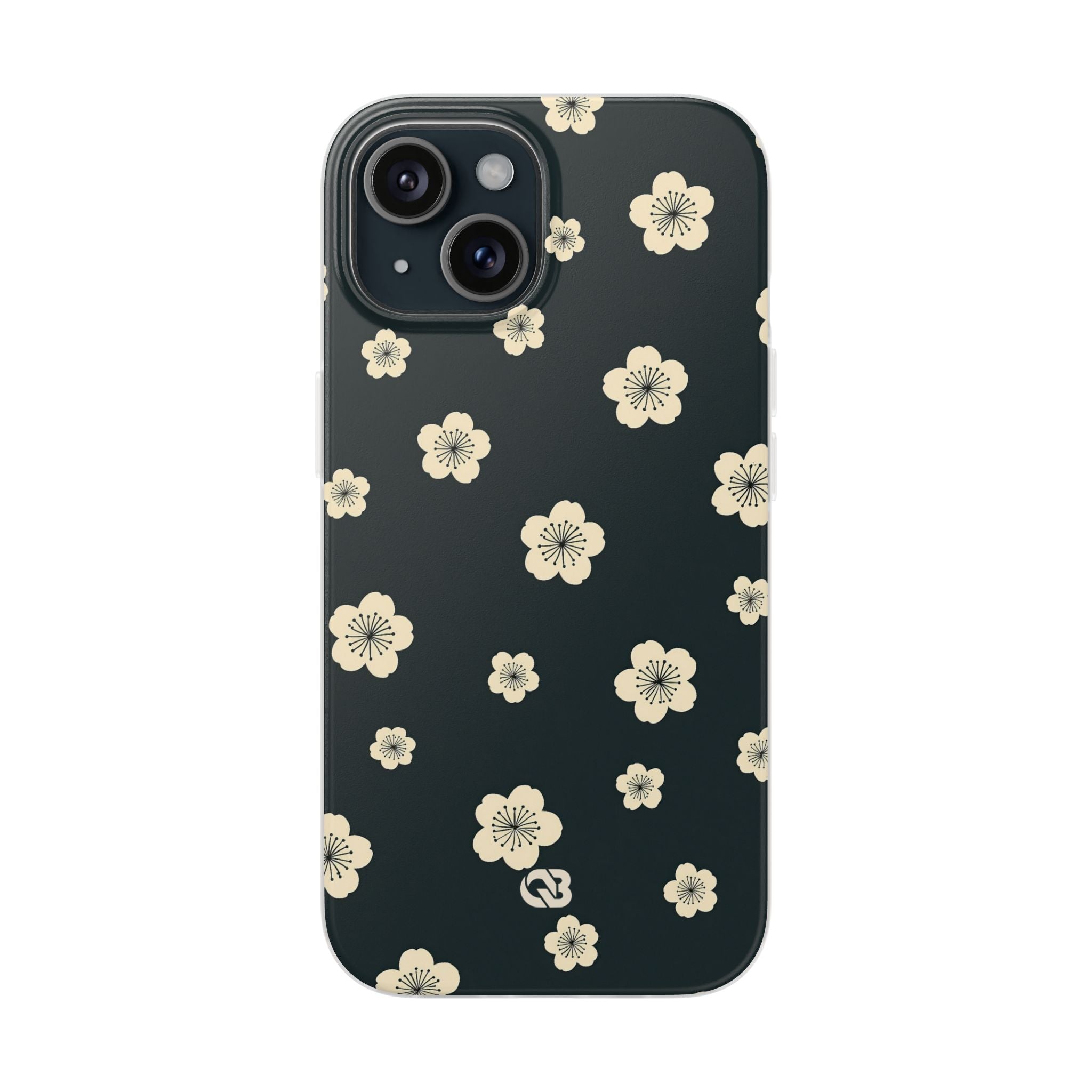 Teal Lite Phone Case for iPhone - Obsidian Cream Petals