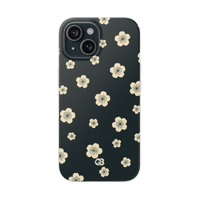 Teal Lite Phone Case for iPhone - Obsidian Cream Petals