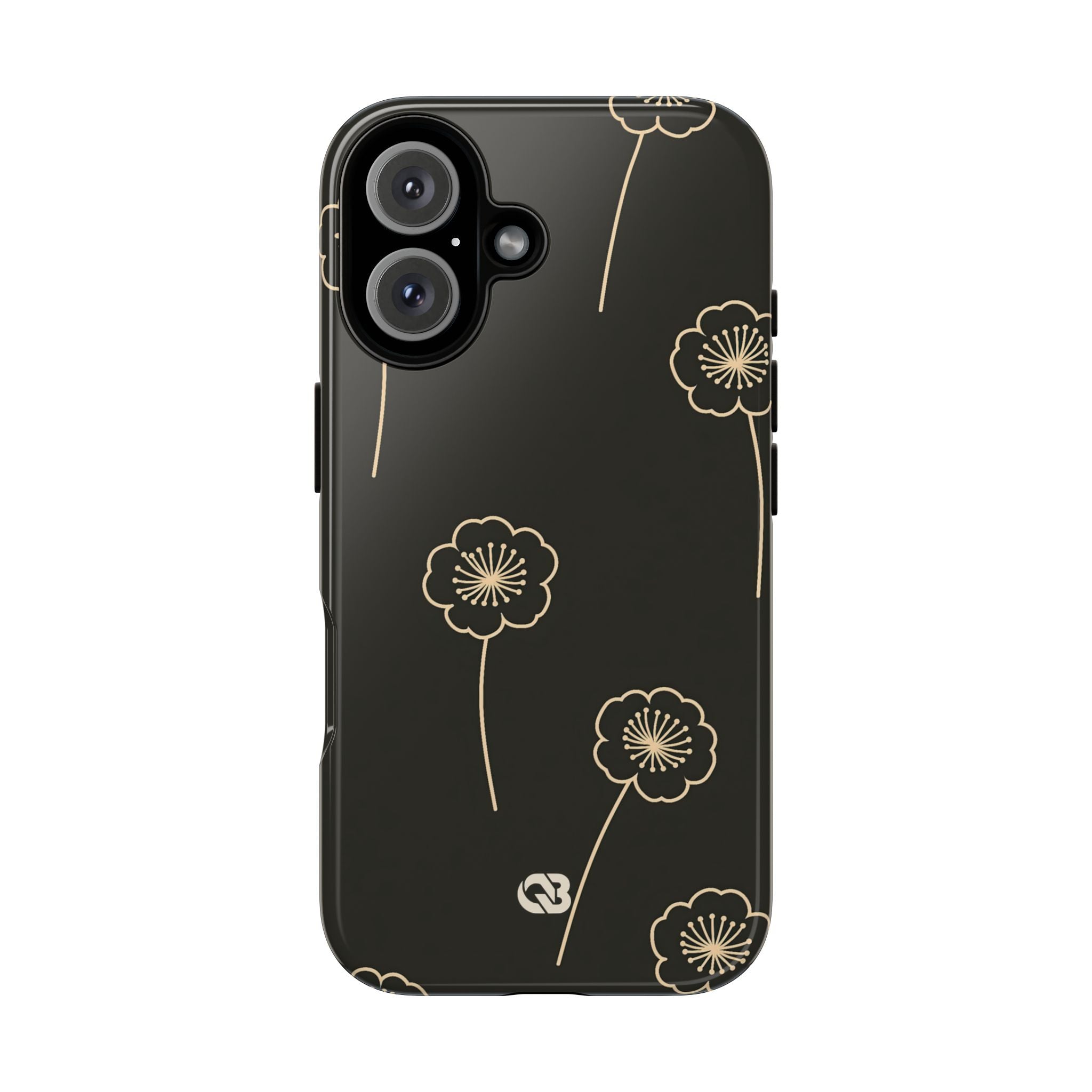 Black Tough Phone Case for iPhone - Obsidian Sand Petals