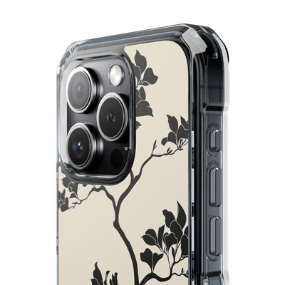 Beige Impact MagSafe Phone Case for iPhone - Obsidian Bonsai Silhouette