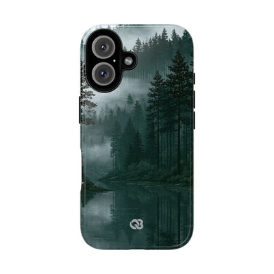 Green Tough Phone Case for iPhone - Misty Evergreen Mirror