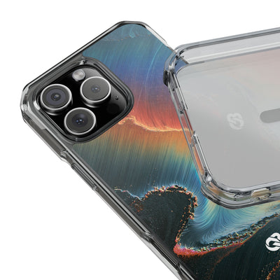 Prismatic Aura Shift · Clear Impact Magnetic Phone Case for iPhone · Blue