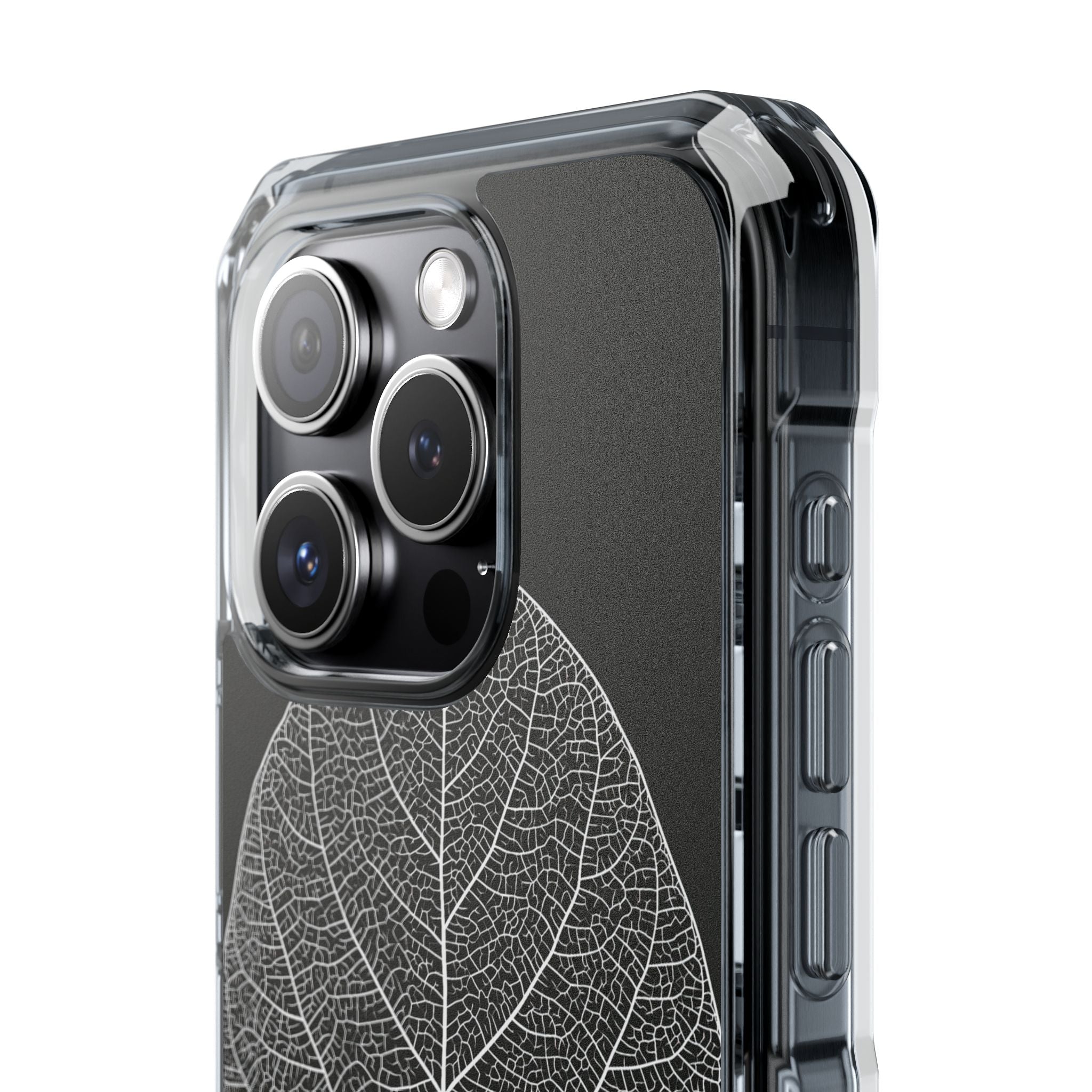 Black Impact MagSafe Phone Case for iPhone - Bleached Leaf Lattice