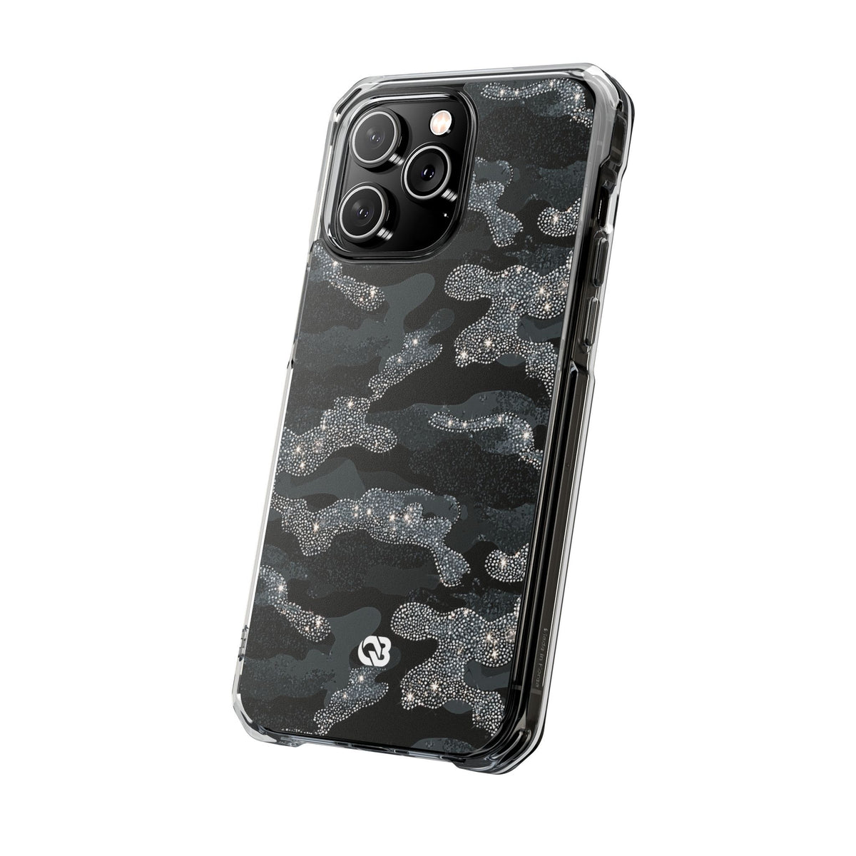 Glitter Shadow Camo · Clear Impact Magnetic Phone Case for iPhone · Black