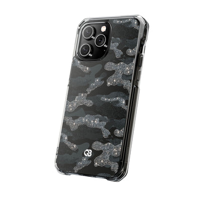 Glitter Shadow Camo · Clear Impact Magnetic Phone Case for iPhone · Black