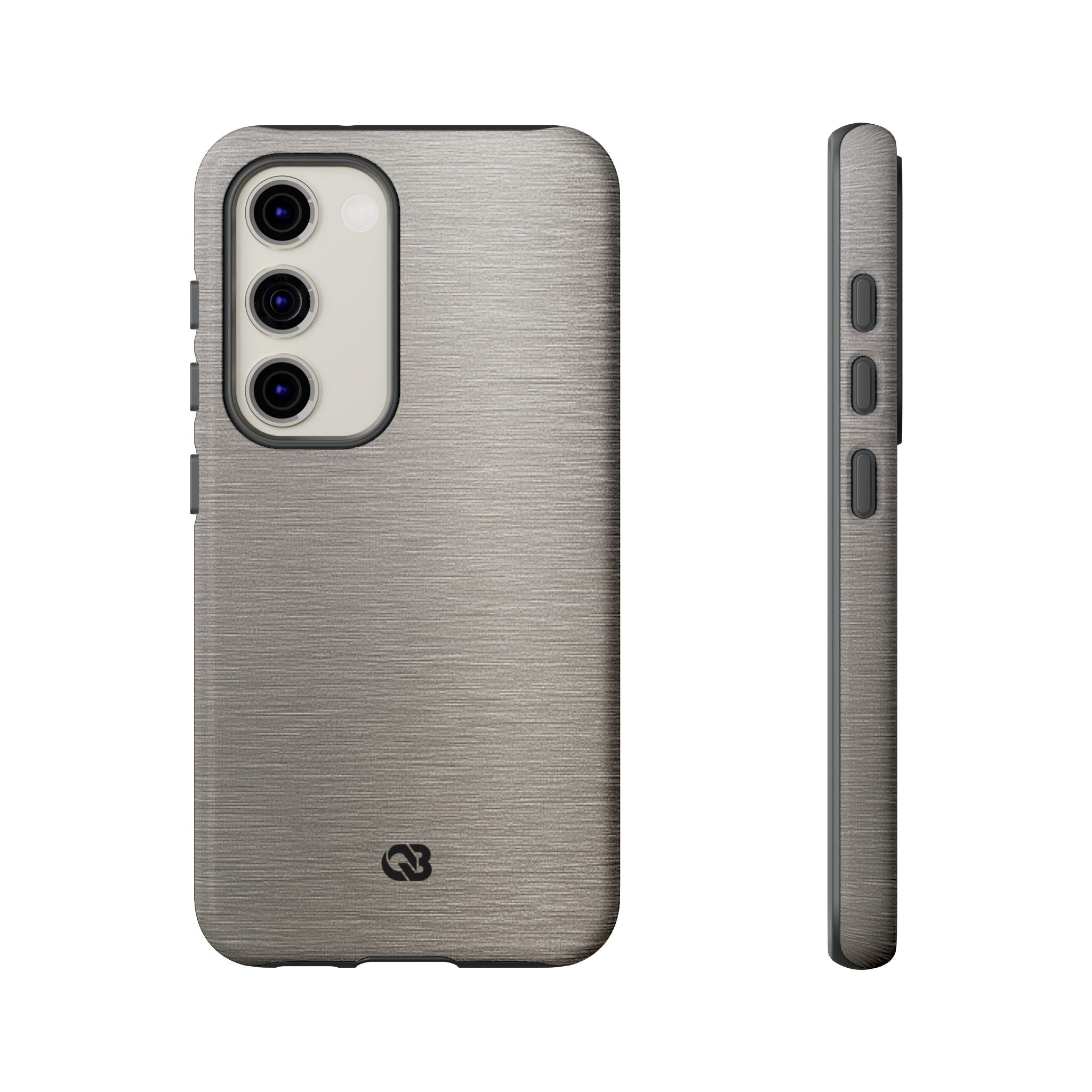 Grey Tough Phone Case for Samsung - Brushed Nickel Linen