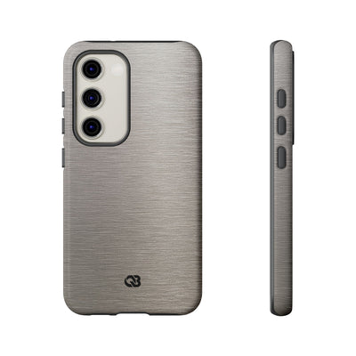 Grey Tough Phone Case for Samsung - Brushed Nickel Linen