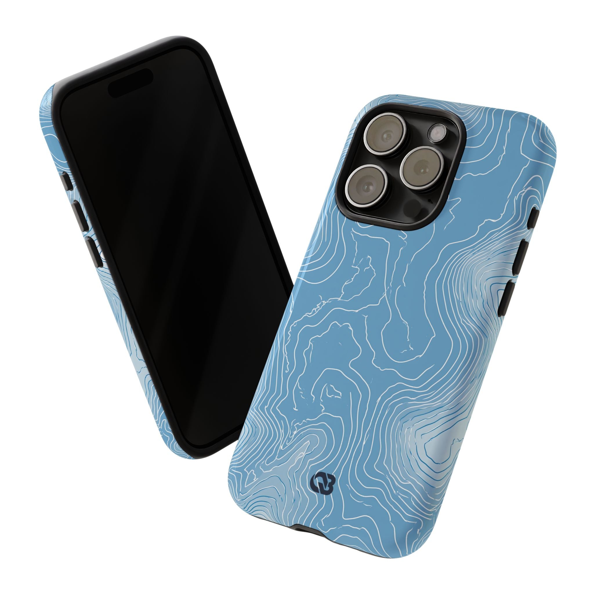 Blue Tough Phone Case for iPhone - Glacial Ridge Topo