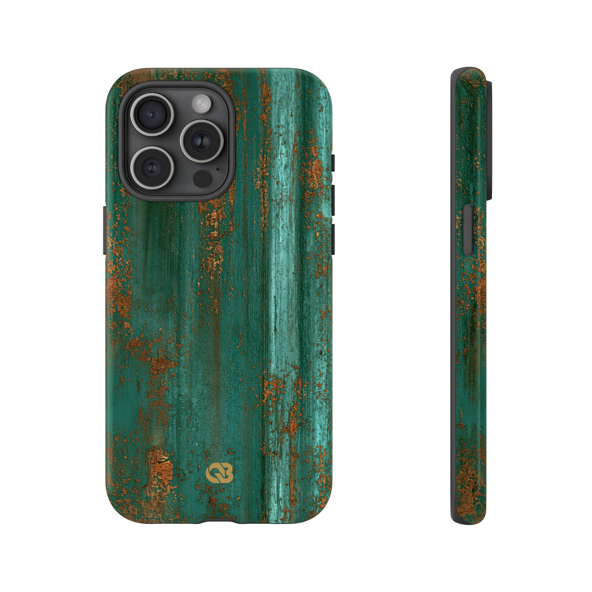 Teal Tough Phone Case for iPhone - Verdigris Copper Siding
