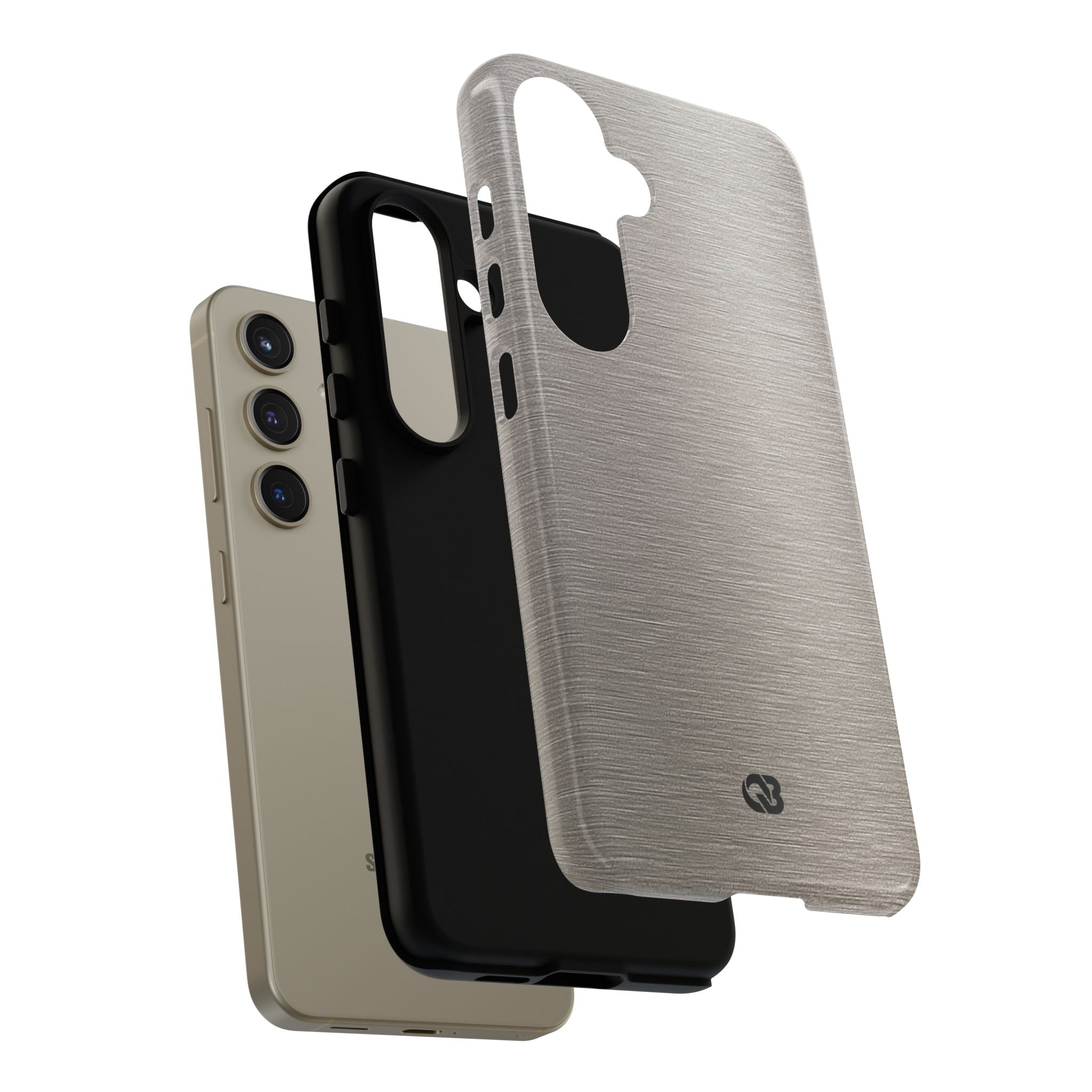 Grey Tough Phone Case for Samsung - Brushed Nickel Linen