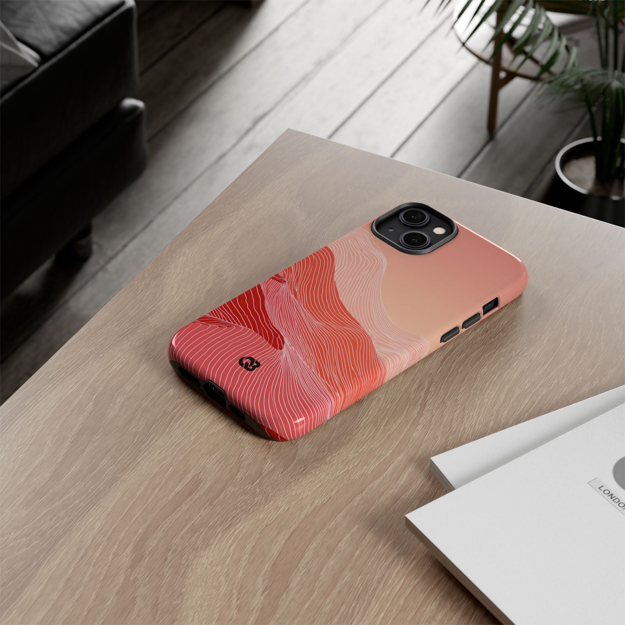 Red Tough Phone Case for iPhone - Crimson Ridge Contour