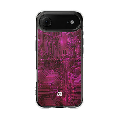 Magenta Circuit Trace · Clear Impact Magnetic Phone Case for iPhone · Pink