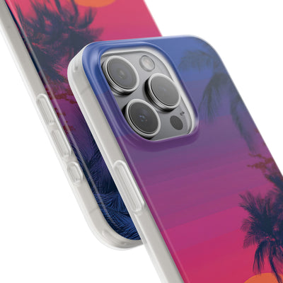 Neon Horizon Palms · Soft Capa para iPhone
