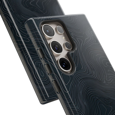 Black Tough Phone Case for Samsung - Obsidian Ridge Topo