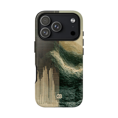 Beige Tough Phone Case for iPhone - Veridian Data Ridge