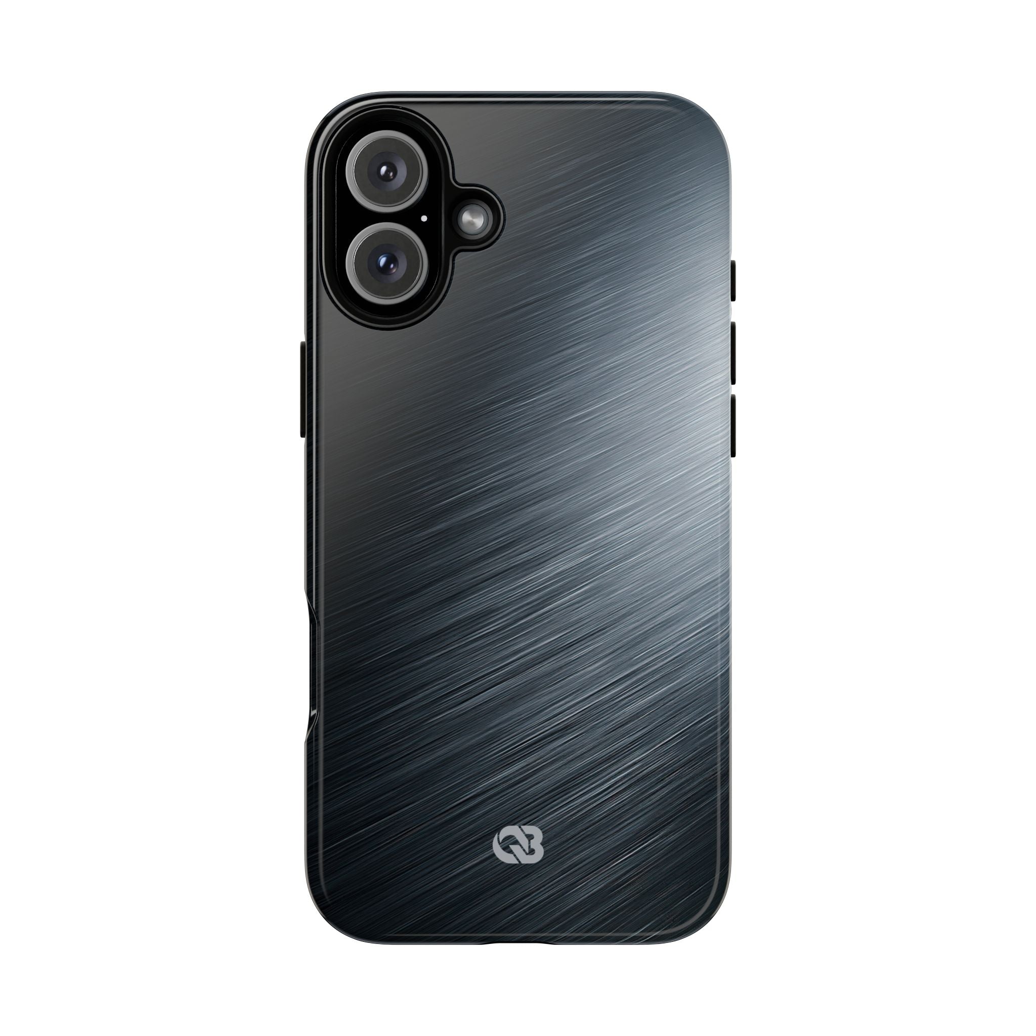 Grey Tough Phone Case for iPhone - Charcoal Brushed Steel