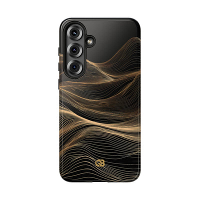 Black Tough Phone Case for Samsung - Copper Topo Ridge