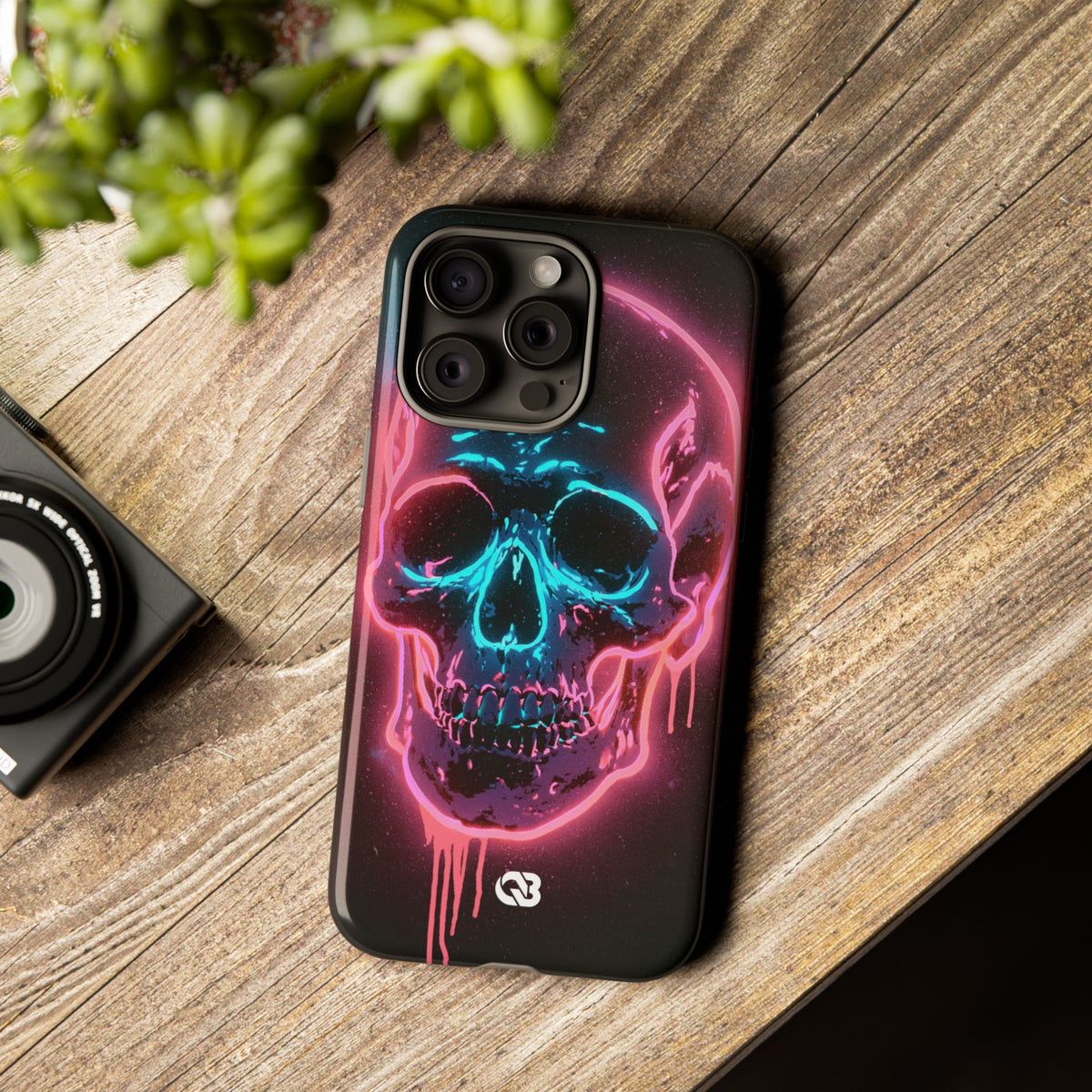 Neon Drip Skull · Tough Phone Case for iPhone · Black