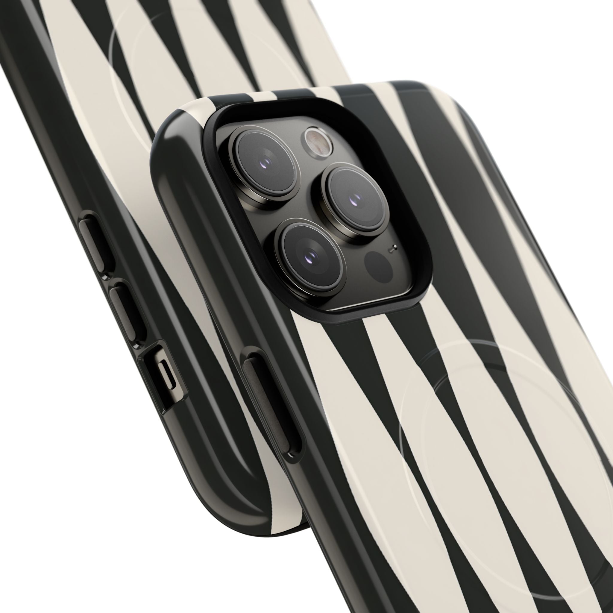 Black Tough 2.0 Magsafe Phone Case for iPhone - Ivory Spindle Grid