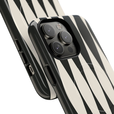 Black Tough 2.0 Magsafe Phone Case for iPhone - Ivory Spindle Grid