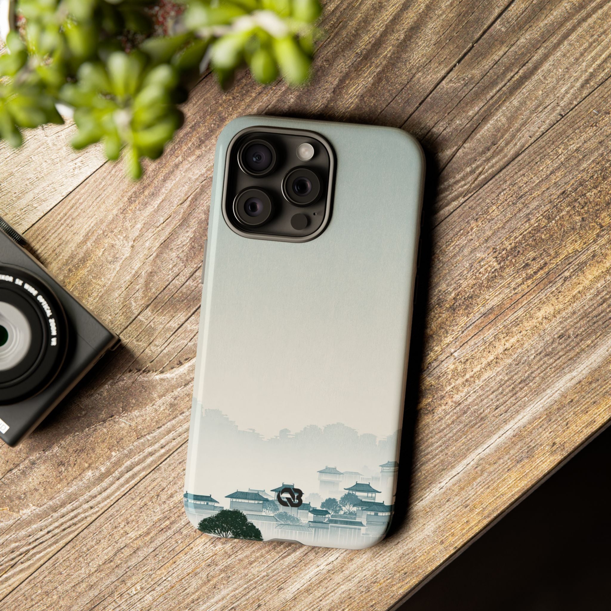 Blue Tough Phone Case for iPhone - Mist Valley Pagoda