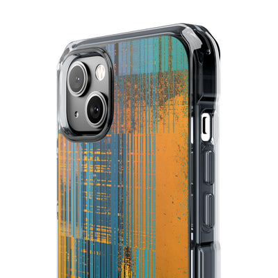 Cyber Glitch Stream · Clear Impact Magnetic Phone Case for iPhone · Teal