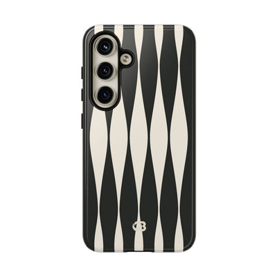 Black Tough Phone Case for Samsung - Ivory Spindle Grid