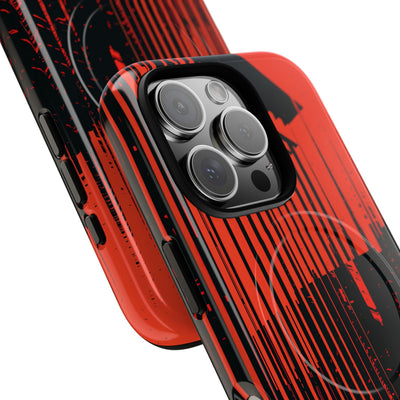 Red Tough 2.0 Magsafe Phone Case for iPhone - Crimson Brutalist Distortion