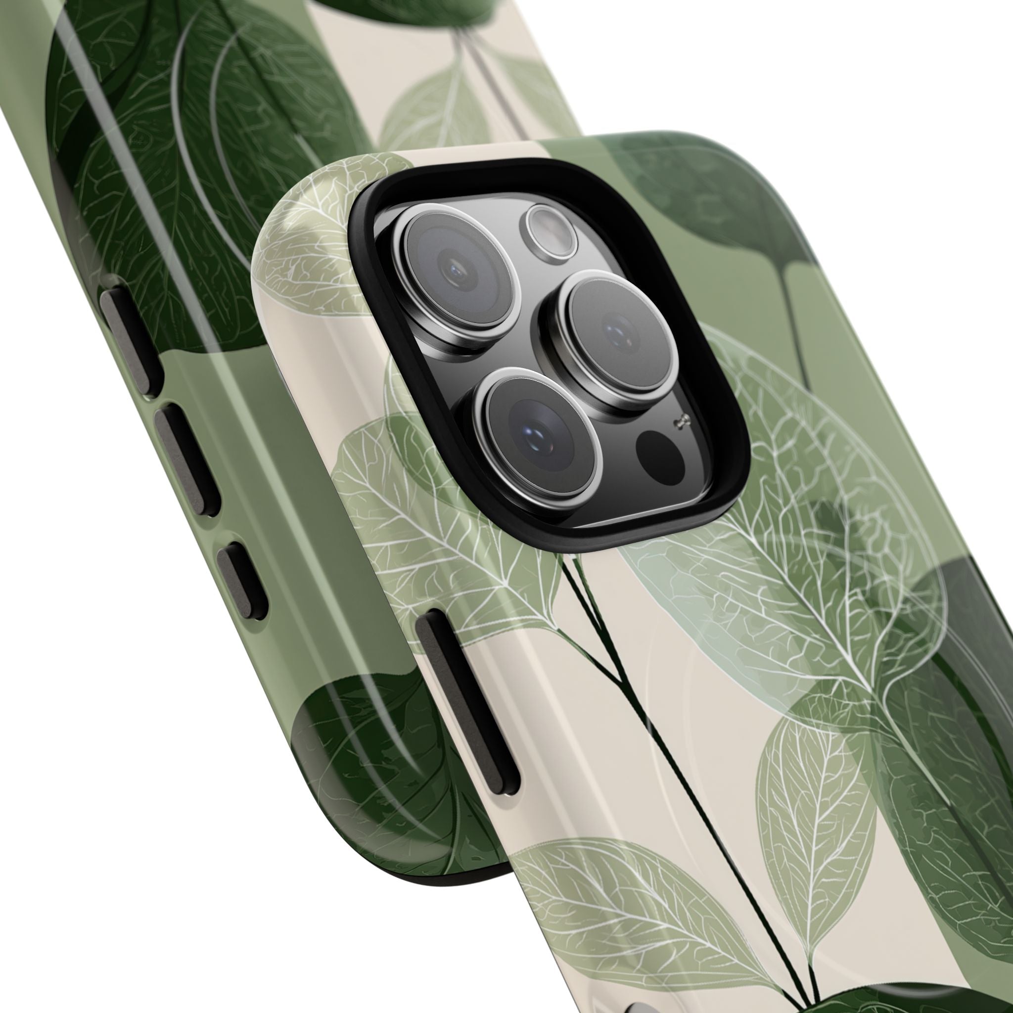 Green Tough 2.0 Magsafe Phone Case for iPhone - Sage Leaf Skeletals