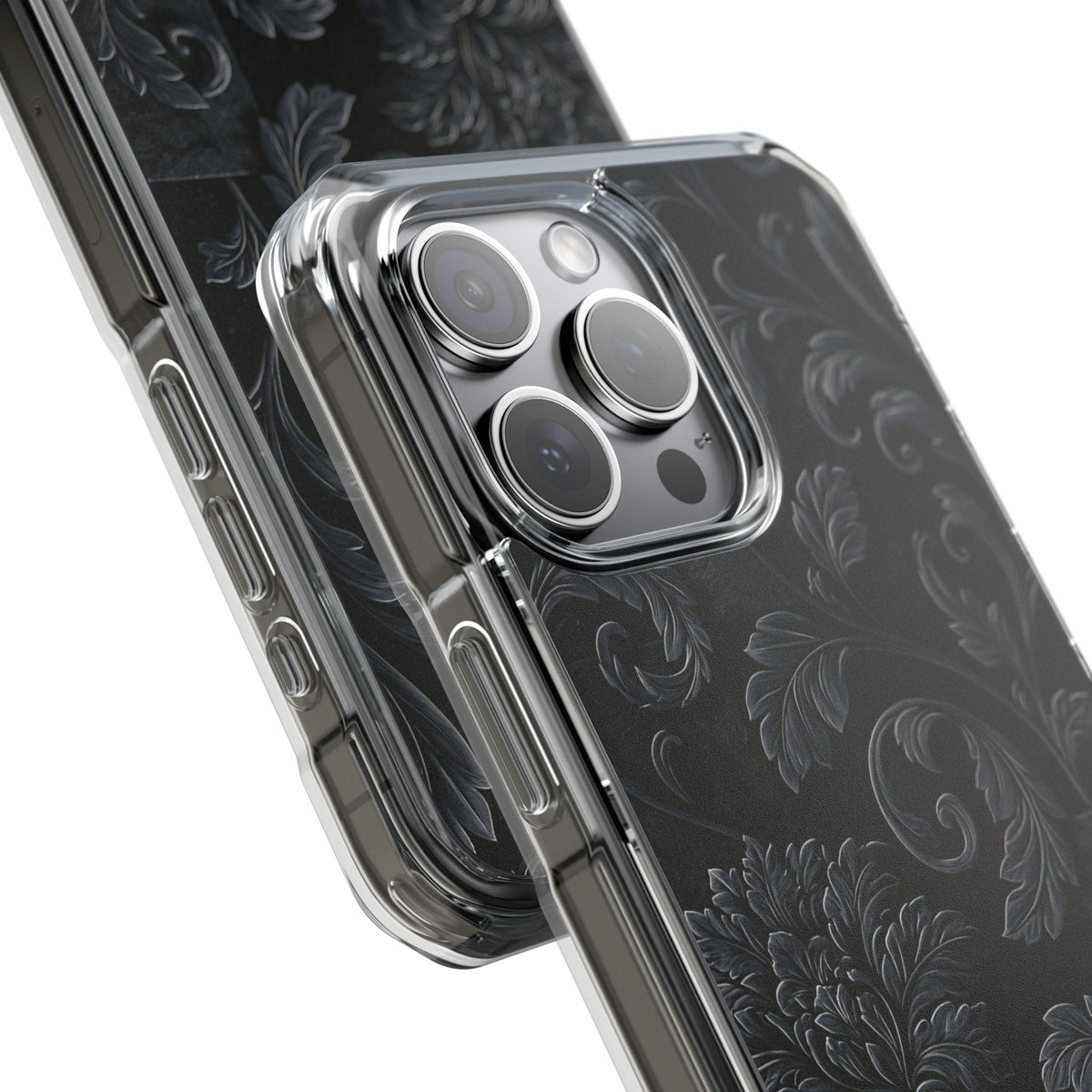 Obsidian Damask · Clear Impact Magnetic Phone Case for iPhone ·  Black