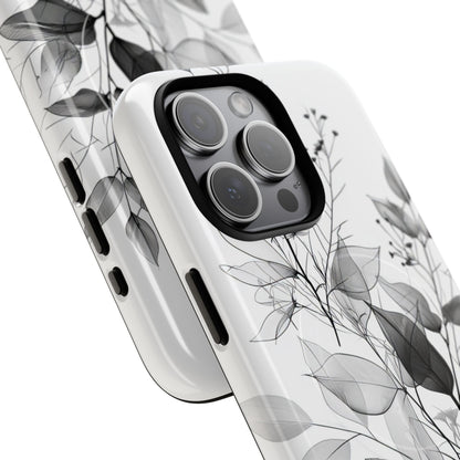 Veined Leaves Gray iPhone 15 Pro Max Case - Tough+