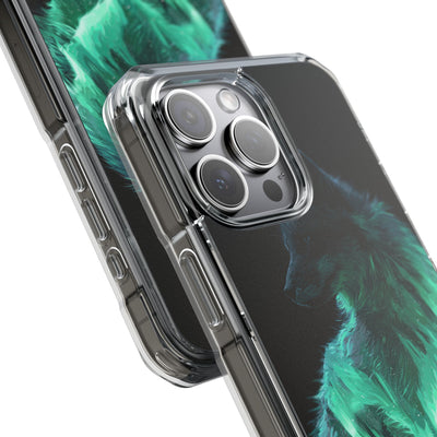 Nordic Aurora Fox · Clear Impact Magnetic Phone Case for iPhone · Teal