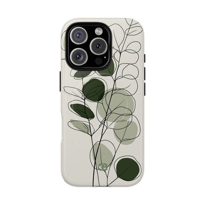 Green Tough 2.0 Magsafe Phone Case for iPhone - Muted Eucalyptus Sketch